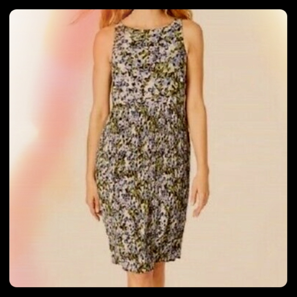NWT J.Jill Granite Waters Plisse Floral Tank Dress
